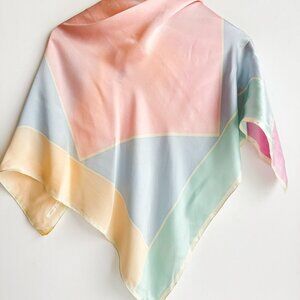Adrienne Vittadini Pastel Geometric Print Silk Lightweight Scarf